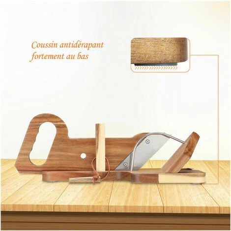 Sausage Guillotine Charcuterie Slicer Left-Handed Model In Acacia Wood FSC Stainless Steel Blade - Image 2