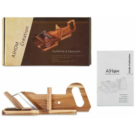 Sausage Guillotine Charcuterie Slicer Left-Handed Model In Acacia Wood FSC Stainless Steel Blade - Image 5