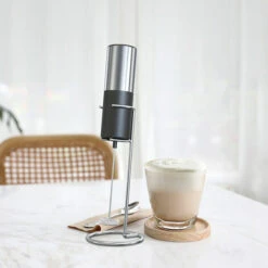 Handheld Milk Frother, Electric Milk Blender Froth Machine, Stirred Beverage Blender For Latte, Cappuccino, Hot Chocolate, Drinks, High Speed 14000 RPM (battery Not Included, With Stand)