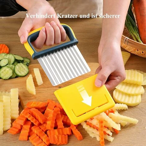 Potato Wave Knife,Metal Wave Cut Vegetable Wave Slicer With Handle And Protective Potato Slicer Tool - Image 3