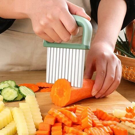 Potato Wave Knife,Metal Wave Cut Vegetable Wave Slicer With Handle And Protective Potato Slicer Tool - Image 4
