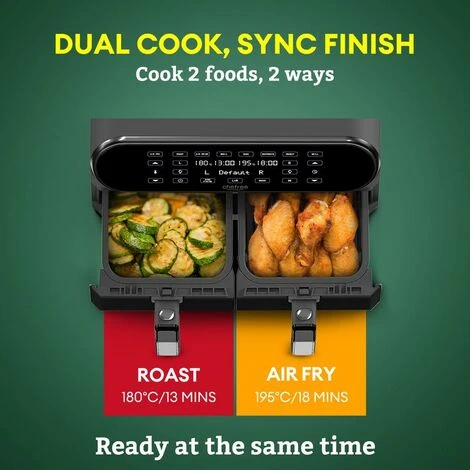 CHEFREE Dual Air Fryer, 2-Basket With ViewCook Window, 8-in-1 Smart Programmes & SNYC Finish, 8L, Health Oil Free Fryer And Grill, Saving Energy- AFW20 - Image 2