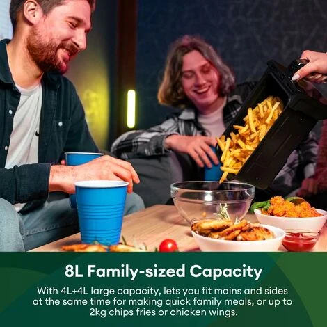 CHEFREE Dual Air Fryer, 2-Basket With ViewCook Window, 8-in-1 Smart Programmes & SNYC Finish, 8L, Health Oil Free Fryer And Grill, Saving Energy- AFW20 - Image 5