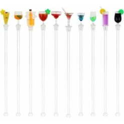 10 Pieces Cocktail Stirrers 23cm Acrylic Bar Drink Mixer Stirring With Colorful Miniature Accessory For Bar Stirring Cocktail Coffee Tea Juice Wine ZQYRLAR